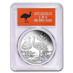 2019 Australia 1 oz Silver Emu MS-70 PCGS (FS, Emu Label)
