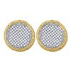 Image 1 : 10kt Yellow Gold Womens Round Pave-set Diamond Circle Cluster Stud Earrings 1.00 Cttw