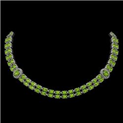 38.1 ctw Peridot & Diamond Necklace 14K White Gold