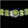 Image 3 : 38.1 ctw Peridot & Diamond Necklace 14K White Gold