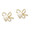 Image 2 : 14k Yellow Gold Pearl Butterflies Post Earrings - 4-5 mm