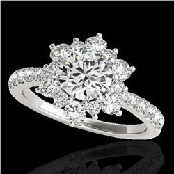 2 ctw Certified Diamond Solitaire Halo Ring 10k White Gold