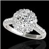 Image 1 : 2 ctw Certified Diamond Solitaire Halo Ring 10k White Gold