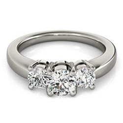 1 ctw Certified VS/SI Diamond 3 Stone Solitaire Ring 14k White Gold
