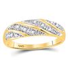 Image 3 : 14kt Yellow Gold His Hers Round Diamond Square Matching Bridal Wedding Ring Band Set 1/3 Cttw