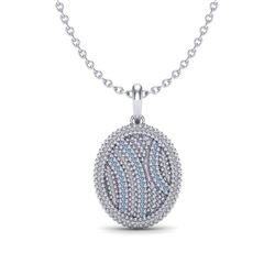 1 ctw Micro Pave Blue & White VS/SI Diamond Necklace 14k White Gold