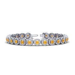 8.75 ctw Citrine & Micro Pave VS/SI Diamond Bracelet 18k White Gold