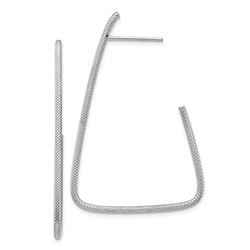 14k White Gold Polished & Textured Fancy Post Dangle Earrings