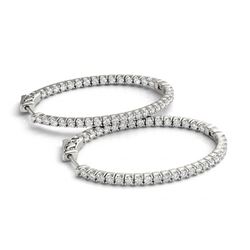 1 ctw Diamond VS/SI Certified 22 MM Hoop Earrings 14k White Gold