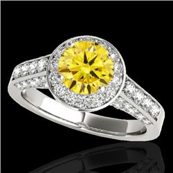 2.56 ctw Certified SI/I Fancy Intense Yellow Diamond Ring 10k White Gold