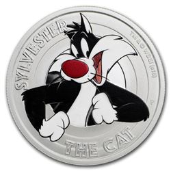 2018 Tuvalu 1/2 oz Silver Looney Tunes Sylvester Proof