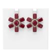 Image 1 : 35.99 ctw Ruby & Diamond Earrings 18K Rose Gold