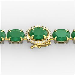 37 ctw Emerald & VS/SI Diamond Micro Pave Bracelet 14k Yellow Gold