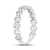 Image 3 : 10kt White Gold Womens Round Diamond Link Stackable Band Ring 1/8 Cttw