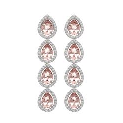 7.8 ctw Morganite & Diamond Micro Pave Halo Earrings 10k White Gold