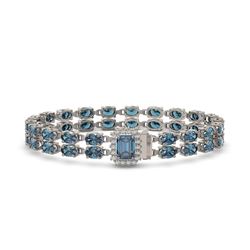 17.34 ctw London Topaz & Diamond Bracelet 14K White Gold
