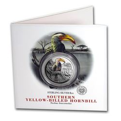 2019 South Africa 1 oz Silver Flowers and Birds: Hornbill