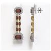 Image 2 : 10.62 ctw Garnet & Diamond Earrings 14K Yellow Gold