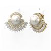 Image 3 : 5.76 ctw Marquise Diamond & Pearl Earrings 18K Yellow Gold