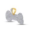 Image 2 : 10kt Yellow Gold Mens Round Diamond Dog Bone Charm Pendant 3/4 Cttw