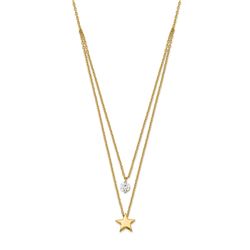 14K & White Rhodium Tiered Star and CZ Necklace - 16 in.