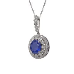 8.66 ctw Sapphire & Diamond Victorian Necklace 14K White Gold