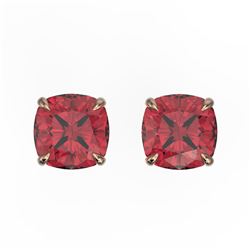 4 ctw Cushion Cut Pink Tourmaline Stud Earrings 14k Rose Gold