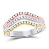 Image 1 : 10kt Tri-Tone Gold Womens Round Diamond Triple Row Band Ring 1/4 Cttw