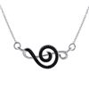 Image 1 : Sterling Silver Womens Round Black Color Enhanced Diamond Treble Clef Necklace 1/8 Cttw