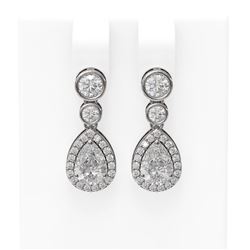 2.54 ctw Diamond Earrings 18K White Gold