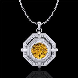 0.75 ctw Intense Fancy Yellow Diamond Art Deco Necklace 18k White Gold