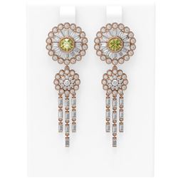 6.65 ctw Fancy Yellow Diamond Earrings 18K Rose Gold