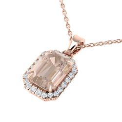 2.70 ctw Morganite & Micro Pave Diamond Necklace 14k Rose Gold