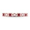 Image 2 : 10kt Rose Gold Womens Princess Ruby Diamond Square Dot Milgrain Stackable Band Ring 1/8 Cttw