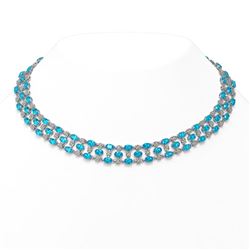 61.73 ctw Swiss Topaz & Diamond Necklace 10K White Gold