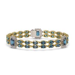 17.98 ctw London Topaz & Diamond Bracelet 14K Yellow Gold