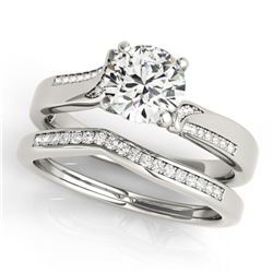 1.32 ctw Certified VS/SI Diamond 2pc Wedding Set 14k White Gold