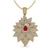 Image 2 : 3 ctw Ruby & Micro Pave VS/SI Diamond Designer Necklace 18k Yellow Gold