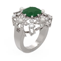 6.16 ctw Emerald & Diamond Ring 18K White Gold