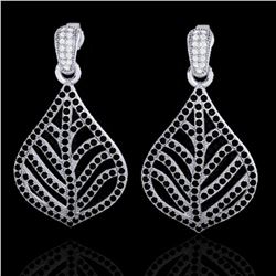 2.50 ctw Micro Pave Black & White VS/SI Diamond Earrings 18k White Gold