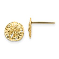 14k Yellow Gold Sand Dollar Post Earrings