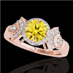 1.56 ctw Certified SI/I Fancy Intense Yellow Diamond Ring 10k Rose Gold