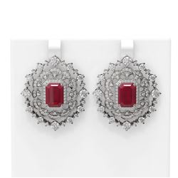 18.43 ctw Ruby & Diamond Earrings 18K White Gold