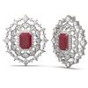 Image 2 : 18.43 ctw Ruby & Diamond Earrings 18K White Gold
