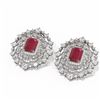 Image 3 : 18.43 ctw Ruby & Diamond Earrings 18K White Gold