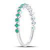 Image 3 : 10kt White Gold Womens Round Emerald Square Dot Stackable Band Ring 1/5 Cttw