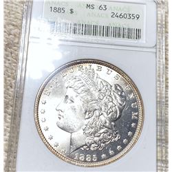 1885 Morgan Silver Dollar ANACS - MS63