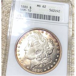 1880 Morgan Silver Dollar ANACS - MS62 "VAM-10"