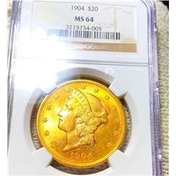 1904 $20 Gold Double Eagle NGC - MS64