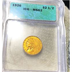 1926 $2.50 Gold Quarter Eagle ICG - MS62